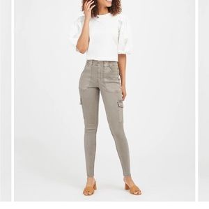 NEW Spanx stretch twill ankle cargo pants‎ desert dune XS